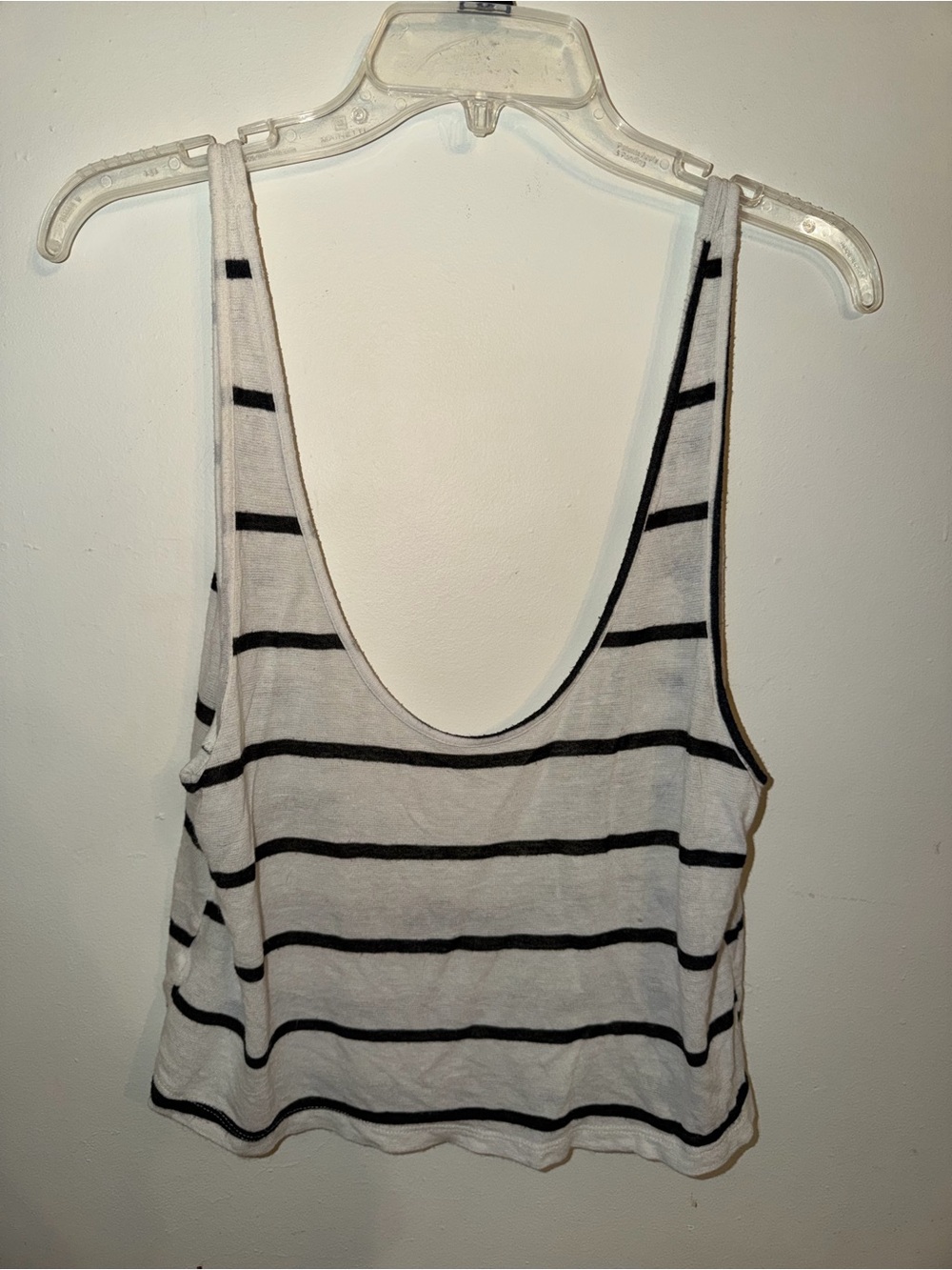 Brandy Melville White and Black Striped Scoop-Back Cropped Tank